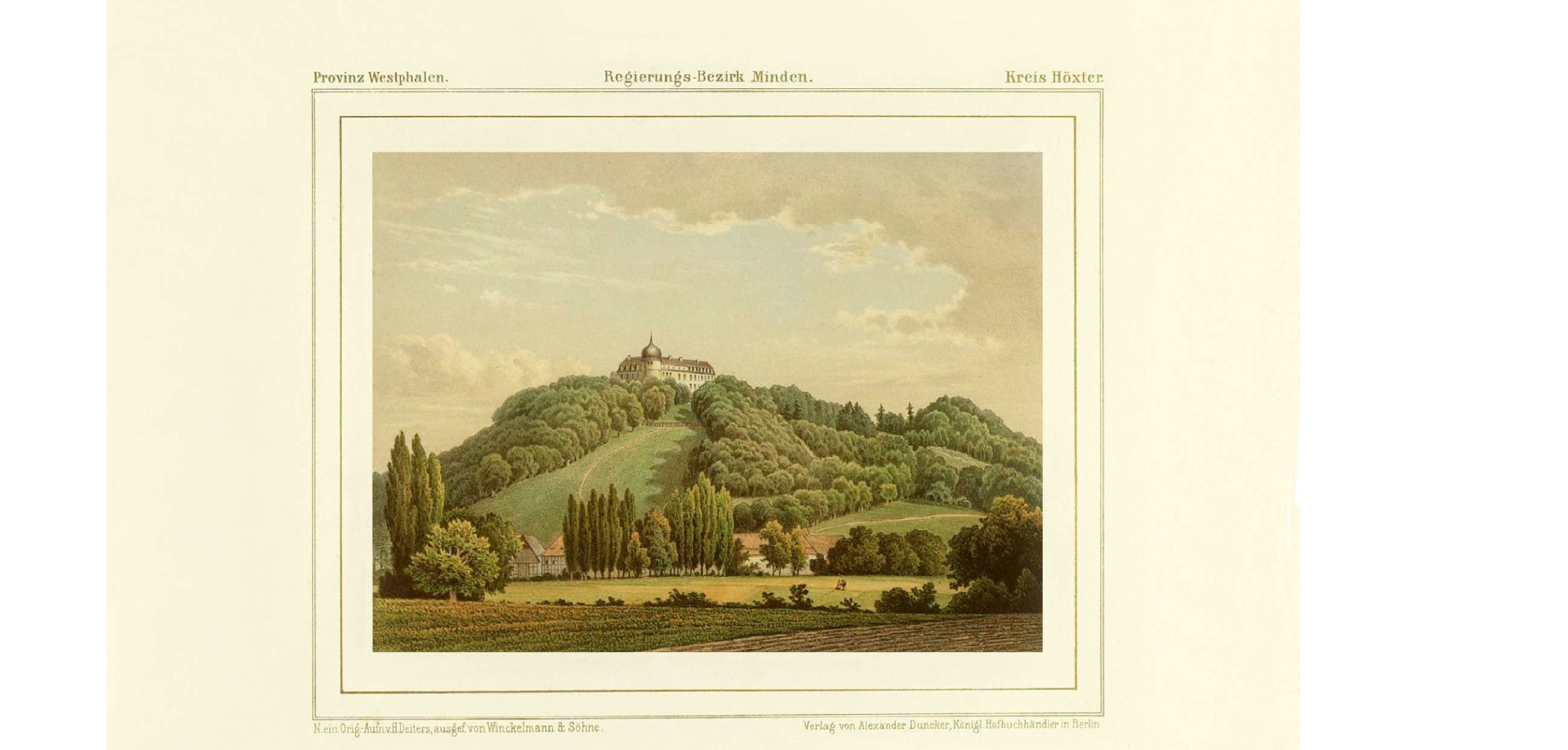 Die Hinnenburg, aus: Alexander W. Duncker, Die ländlichen Wohnsitze, Schlösser und Residenzen der ritterschaftlichen Grundbesitzer in der preussischen Monarchie